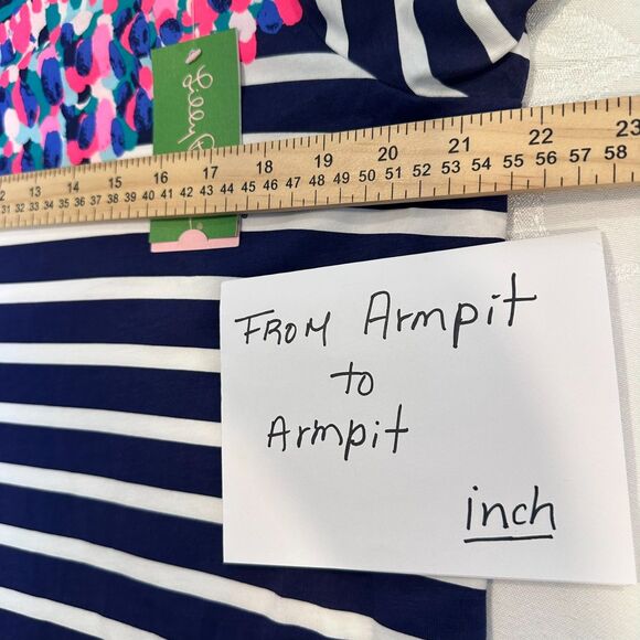 Lilly‎ Pulitzer Women's Size XL Bay Dress Bright Navy Island Medallion Stripe - Picture 5 of 11